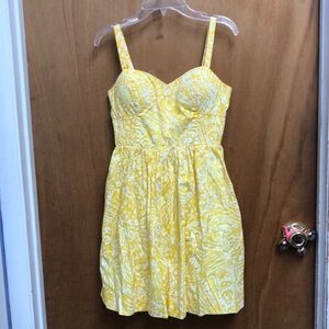 Lilly Pulitzer Yellow Mini Sundress with Sweetheart Neckline